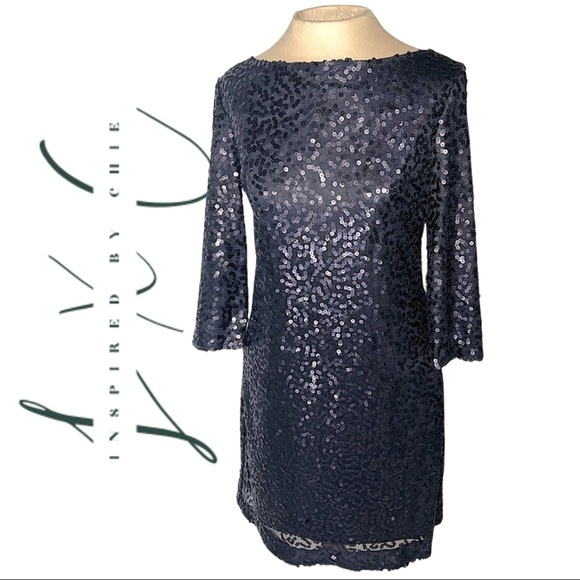 Jessica Howard Evenings Sequin Drape Back Cocktail Dress - Picture 1 of 5